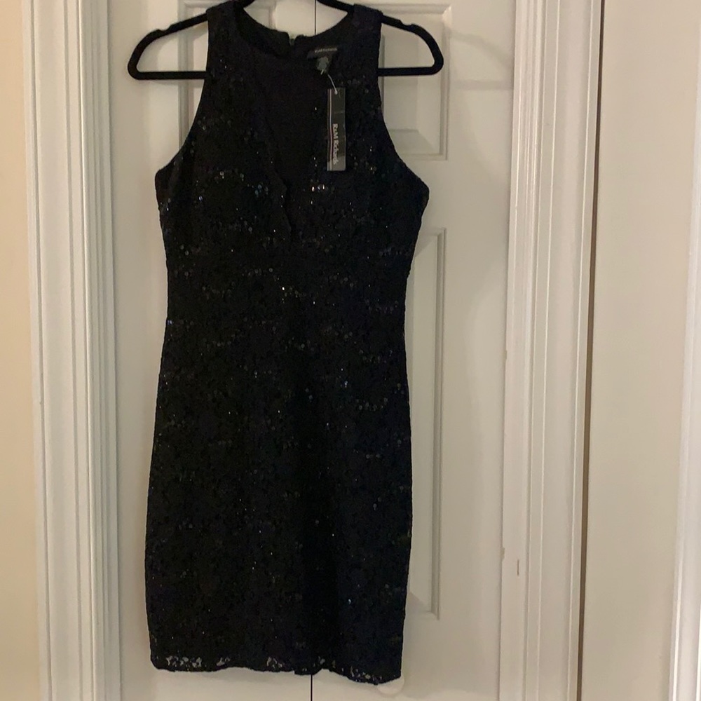 R&M Richards Black Sequin Cocktail Dress Size 10